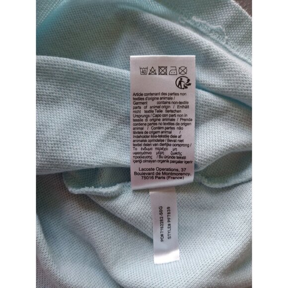 Lacoste Mens Polo Shirt Light Blue Size 46  Regular Fit Cotton Preppy Golf - Picture 5 of 7